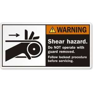  Shear hazard. Do not operate with guard removed. Follow 