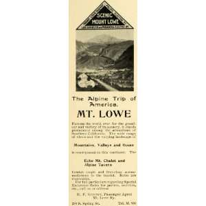  Ad Mt. Lowe Los Angeles Pasadena Electric Railway   Original Print Ad