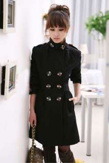 Q011 Womens Double breasted Trench Jacket coat Outwear  