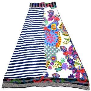 NEW $160 Desigual Patchwork Stripe Floral Printed Skirt Small S 4 