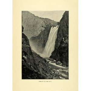  1900 Print Voringfossen Waterfall Norway Landscape Rock 