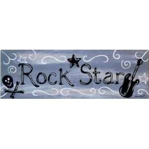Rock Star Guitar Wood Sign Plaque 