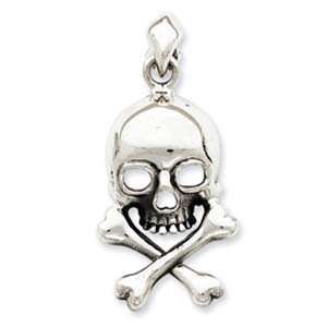  Sterling Silver Skull and Bones Pendant Jewelry