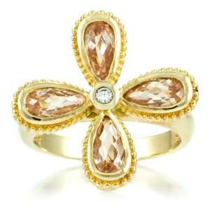  Marisas Champagne CZ Flower Statement Ring Emitations Jewelry