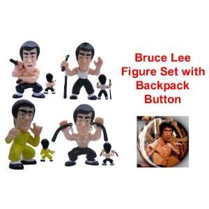   Bruce Lee Set of 4 Bruce Lee 3 Figures with Unique Bruce Lee Backpack
