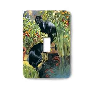  Black Cat Pond Decorative Steel Switchplate Cover