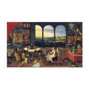  An Allegory of Hearing by Jan Brueghel. Size 22.01 inches 