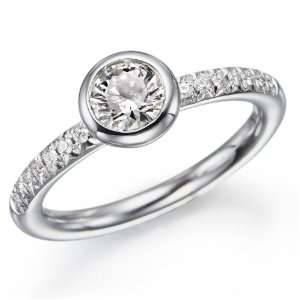   Diamond Solitaire Engagement Ring in 14k White Gold   Free Resize