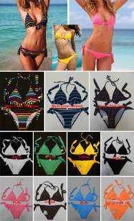 NWT Women Twist Bandeau Triangle DoubleString Brazilian Bikini 
