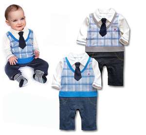Boy Baby Formal Suit Tuxedo Set Romper Pants 0 24M One piece Outfit 
