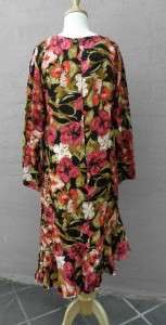 NWT JACK MULQUEEN New York SILK Dress 12/14 floral Print  