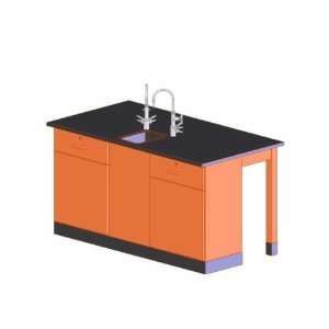   Workstation with Door/Drawer Cabinet and Sink, 1 Epoxy Top, 68 Width