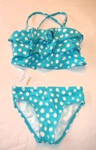 Gymboree TAHITIAN BUTTERFLY Blue White Polka Dot Bikini Swim Suit Sz 5 