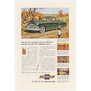  1952 Chevy De Luxe Sport Coupe Hunters Pointers Print Ad 