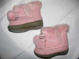 Faded Glory light pink faux fur lined man made suede boots TODDLER 