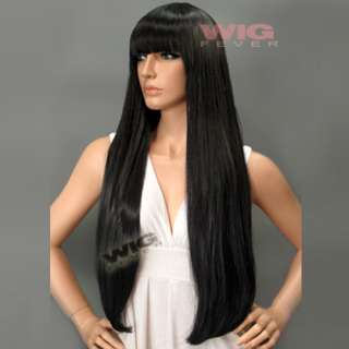 NWT Long 27 in.Straight Black Fashion Hair Wig 28801  