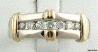   Diamond Mens Wedding Band   14k White & Yellow Gold Ring  