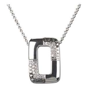  14K White Gold Black & White Diamond Necklace 