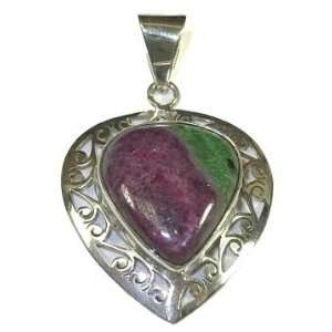  Freeform Ruby Zoisite & Sterling Silver Pendant