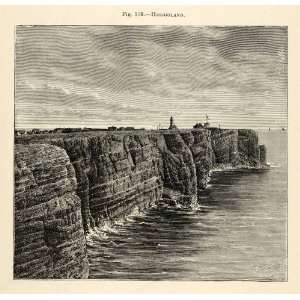  1882 Wood Engraving Heligoland Hellgoland Archipelago Bight 