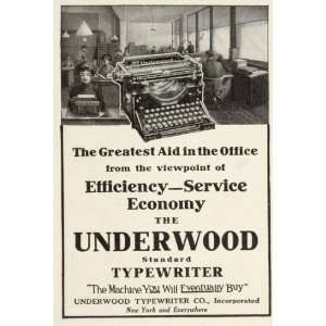 1910 Ad Underwood Standard Typewriter Business Office   Original Print 