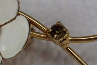   Flower Brooch Figural Pin Yellow Rhinestone Jewelry 2 1/2  