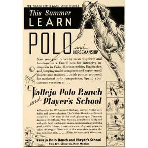  1937 Ad Vallejo Polo Player School New Mexico Riding 