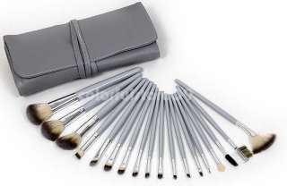 New Professional 18 pcs Make up Mineral Brush set Grey  