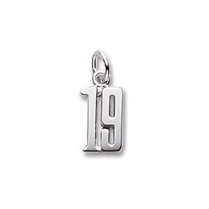  Number 19 Charm in Sterling Silver Jewelry