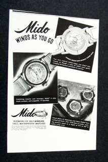 1947 MIDO MULTIFORT SUPER AUTOMATIC WATCHES PRINT AD  