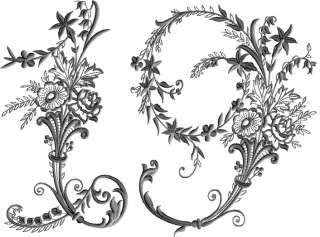 Victorian Whitework machine embroidery font   natural size sample