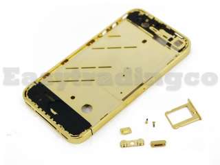 OEM Full Set Gold Bezel Mid Frame iPhone 4 4G SIM Tray  