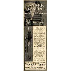  1913 Ad North Bros Yankee Chain Drill Tool Ratchet Feed 