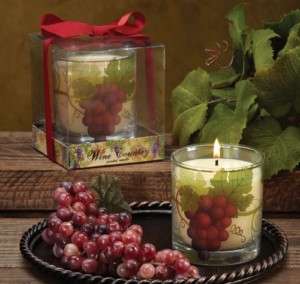 Wine Grapes Design Merlot Scented Candle Glass Holder  