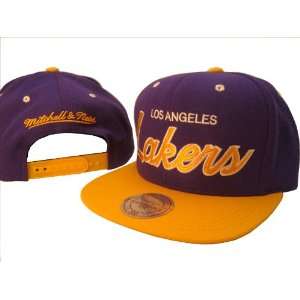 Los Angeles LA Lakers Mitchell & Ness Purple & Gold Adjustable Snap 