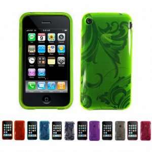  GREEN Apple iPhone 3G 3Gs 8GB 16GB 32GB FLORAL Transparent 
