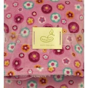   Micro Mink Reversing to Sherpa Crib Throw Flowers with Pink Sherpa