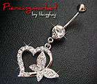 14g Heart Butterfly Belly Button Navel Rings Bar Body Piercing 