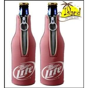  (2) Miller Lite Pink Womens Logo Beer Bottle Koozies 