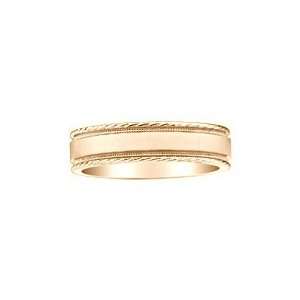  Carved Edge and Milgrain Yellow Gold 18K Wedding Ring 