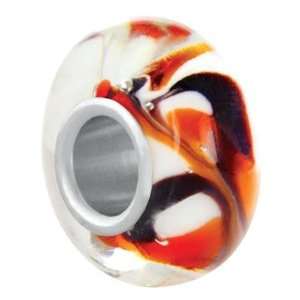  14mm Orange, Brown, and White Swirls Lampwork Glass Beads 
