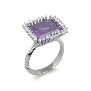 Queen Ladies Ring in White 18 karat Gold with Hydrothermal Amethyst 