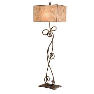 MICA Antique Copper with Stained Mica Shade Windsor 2 Light Floor Lamp 