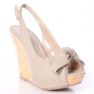  Qupid Ceduce 268 Knotted Bow Wedges Shoes