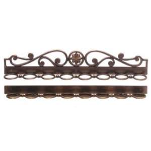  Eight Cue Wrought Iron Wall Rack (Anitque Bronze w/ Flower 