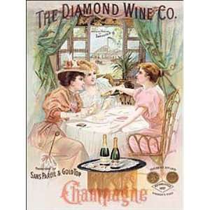    Champagne Metal Tin Sign DIAMOND WINE Co. Nostalgia