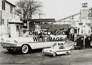 1958 DESOTO AUTO  PEDAL CAR RED CROWN GAS STATION PHOTO  