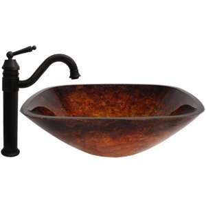 Geyser Mesopotamian Bathroom Glass Vessel Sink and Oil Rubbed Bronze 