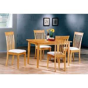  Natural Finish Wood Dinette Set 1 Table+ 4 Chairs