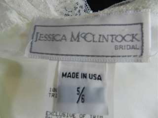 JESSICA McCLINTOCK 20s Inspired Bridal Wedding Dress Sz 6 Ivory Lace 